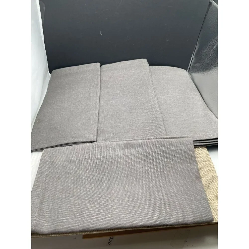 World Market Dinner Napkin Set Gray with Manners Wording 100% Cotton